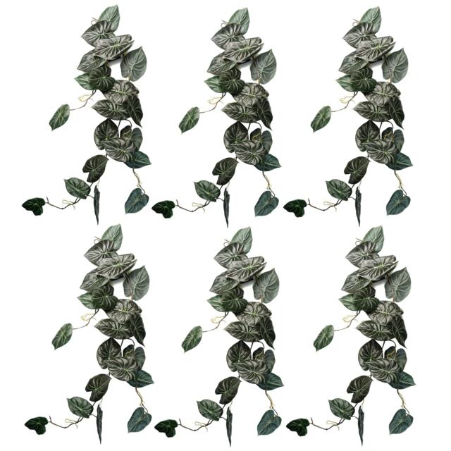 6 x 120cm Artificial Hanging Trailing Plant Alocasia Dragon Scale Dark