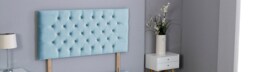 "Sky Blue Plush Velvet Chesterfield Headboard Multi 4FT6 Double 20""inch Headboard"