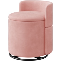 Yaheetech Velvet Storage Ottoman Chair, 360° Swivel Tub Chair with Hidden Storage, Lift-Off Lid, Upholstered Backrest, 40L Capacity, 45.8cm H, Pink
