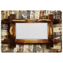 Rustic Egyptian Wooden Frame Rug Multi