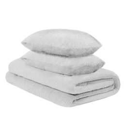 OHS Soft Teddy Fleece Coverless 10.5 Tog Duvet And Pillowcase Bedding Set, Single - Silver