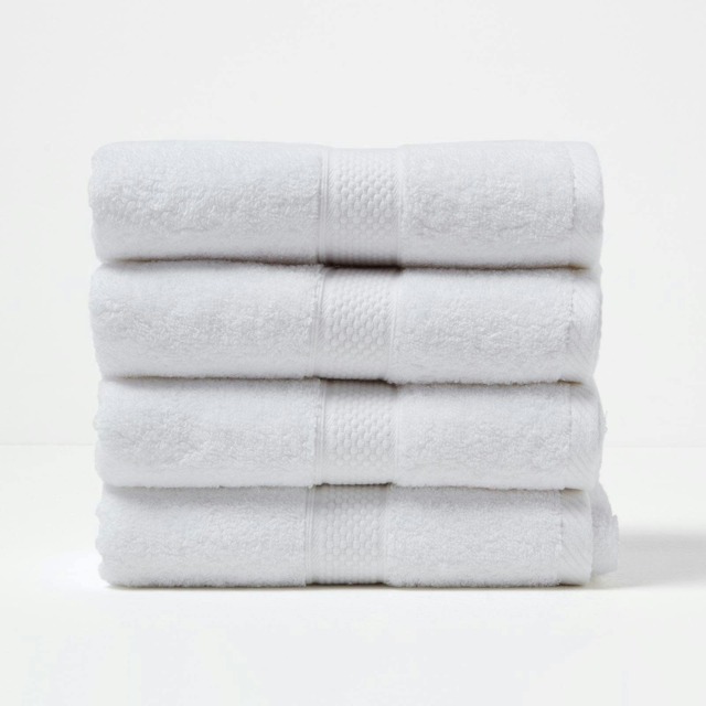 Homescapes Turkish Cotton Hand Towel Set of 4 - White White Hand towel 4