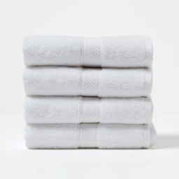Homescapes Turkish Cotton Hand Towel Set of 4 - White White Hand towel 4