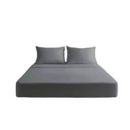 Luxury 200TC Soft Touch Fitted Sheet Bed Linen 30cm Extra Deep Skirt Grey Grey Single