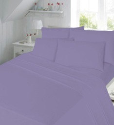 180TC Percale Fitted Sheet 10 Inch and Pillowcase Pair Lilac Purple Lilac Single 1