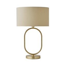 ValueLights Antonia Brushed Gold Oval Table Lamp Cream Shade