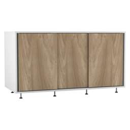 3-Door Sliding Sideboard Cabinet - 60x20x51.5cm White White & Oak 8 x 127.5 x 57.5 1