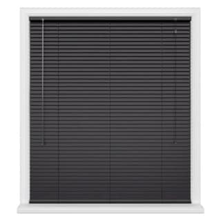 150cm Black Aluminium Venetian Blinds 152cm Drop (25mm Slats) Black Black