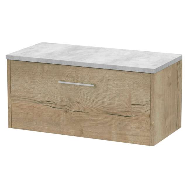 Balterley Winshill Contemporary 1 Drawer Wall Hung Vanity Unit with Laminate Worktop, Light Oak, 800mm