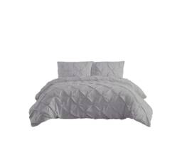 Pintuck Pinch Pleated Polycotton Duvet Cover And Pillowcase/s Set Bed Linen Silver Silver King