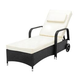 Rattan Sun Lounger Bed with Reclining function Garden and Outdoor