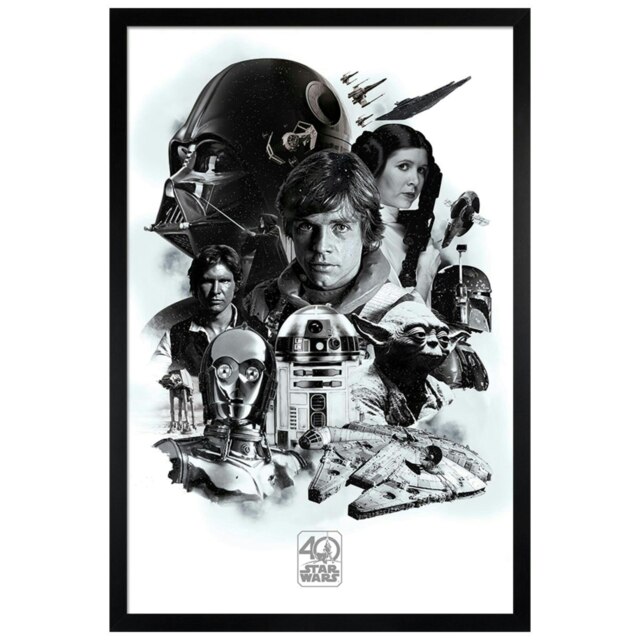 Black Wooden Framed Star Wars 40th Anniversary Montage Maxi Poster Multi