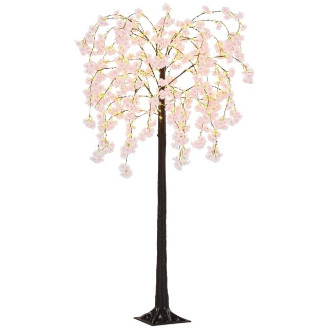 HOMCOM 6ft Cherry Blossom Tree Light with 450 Warm White LED Lights, Artificial Tree for Indoor, Party, Wedding, Christmas, Home Decoration, Pink