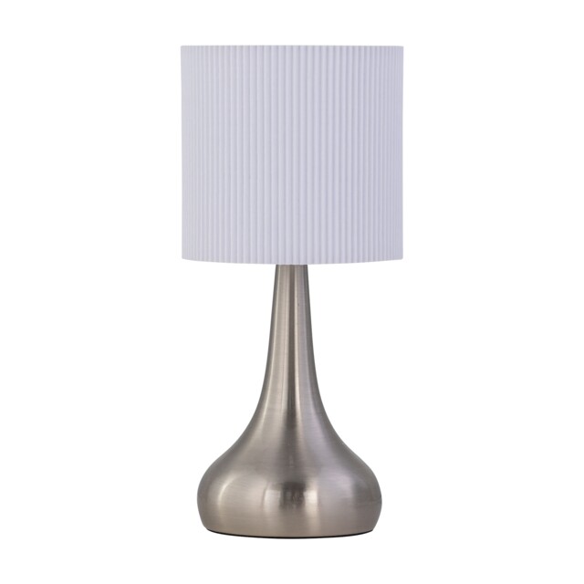 Romana - Brushed Chrome Touch Table Lamp with White Pleated Shade Chrome Satin nickel plate and white pleated cotton 1