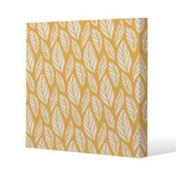 White Leaf Pattern on Orange (Canvas Print) / 90 x 90 x 4cm Multi
