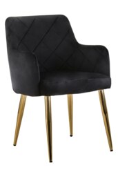 Orsina Black Angular Dining Chair,Versatile Gold Finish Kitchen Chair, Decorative Chair,Accent Chair, Patio Chair