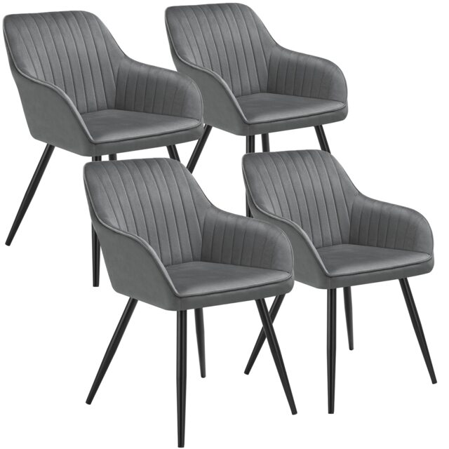 Chair Marilyn - velvet look, quilted, continuous backrest, slim steel legs Grey grey/black One Size 4