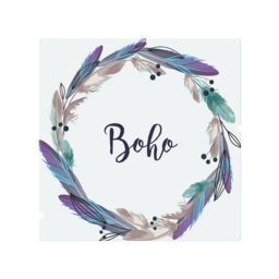 Boho Style Wreath Feathers Splash Back White