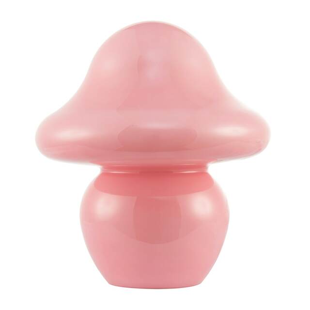 Soft Blush Pink Mushroom Table Lamp with Curvy Head and Round Base