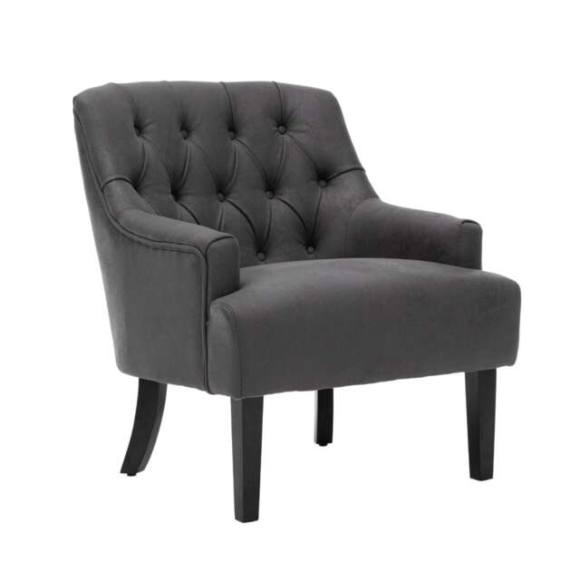Faux Leather Suede Grey Lydia Accent Chair