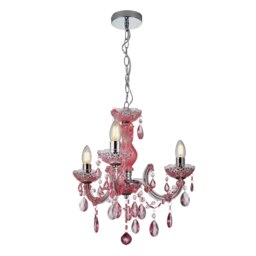 BHS Glow Kid's 3 Light Marie Funky Chandelier, Pink