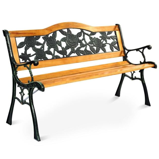COSTWAY Garden Bench Loveseat 2 Seater Park Chair Wood Slats Seat Brown