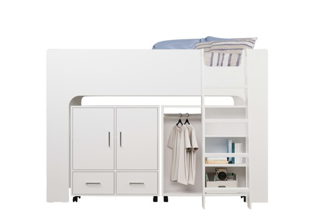 Eden 3ft Single Mid Sleeper Bed White with Storage
