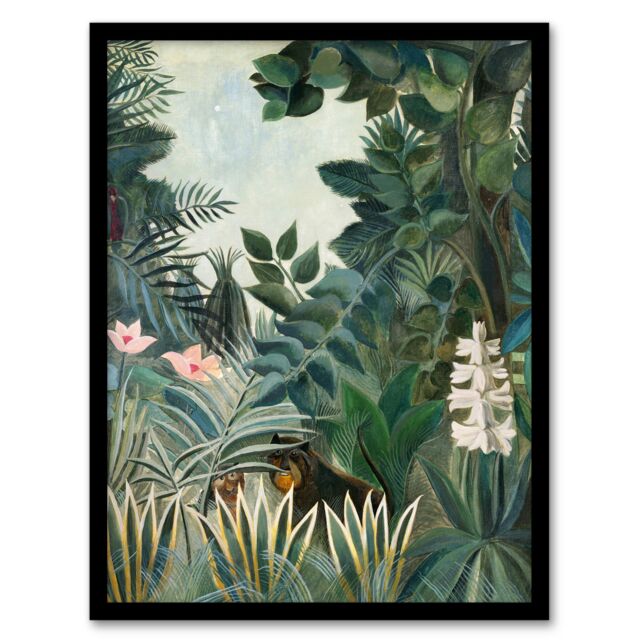 "The Dream Equatorial Jungle Rousseau Vintage Framed Wall Art Print 12X16"""