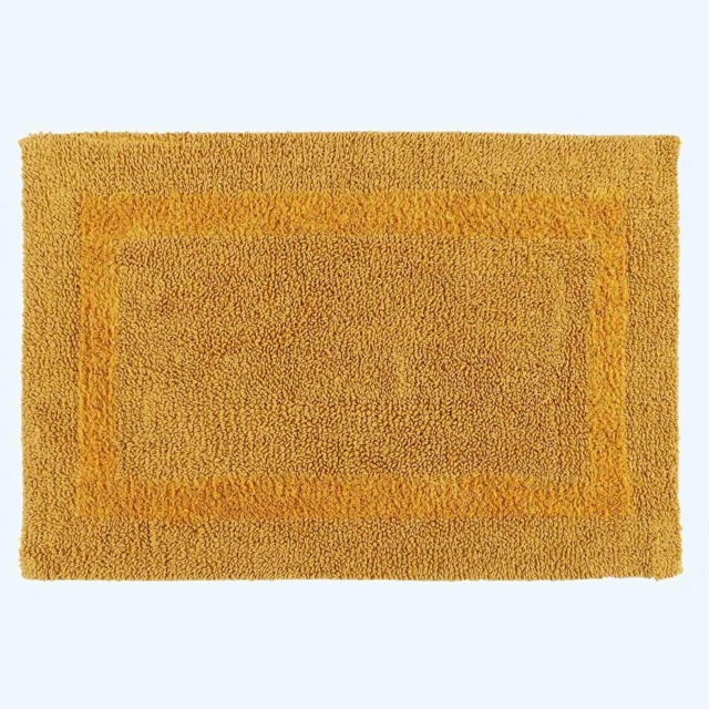 Homescapes Luxury Reversible Cotton Bath Mat - Mustard Yellow Mustard Yellow