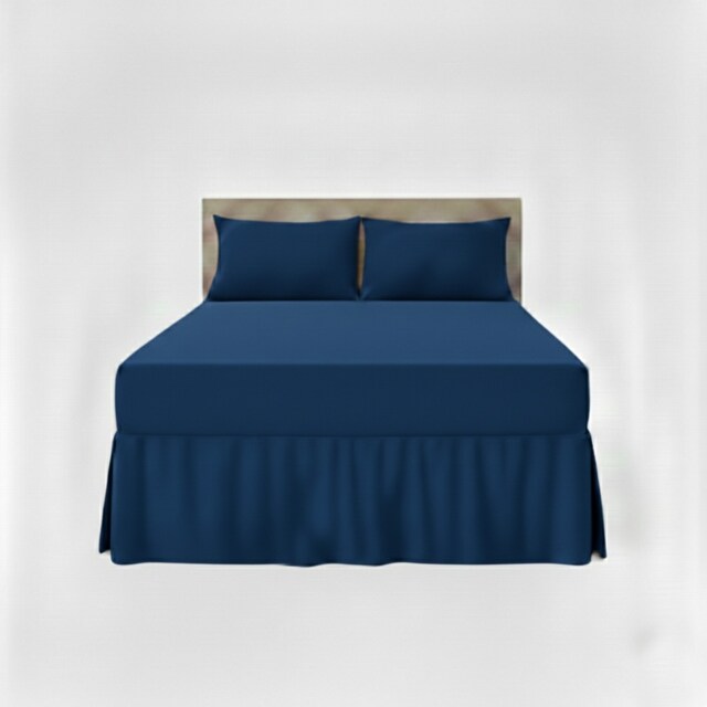 Fitted Valance Bed Sheet Polycotton Mattress Cover And Frill Easy Care Blue Small Double