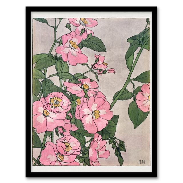 Hannah Borger Overbeck Framed Wall Art Print Prairie Rose Flowers Home Décor