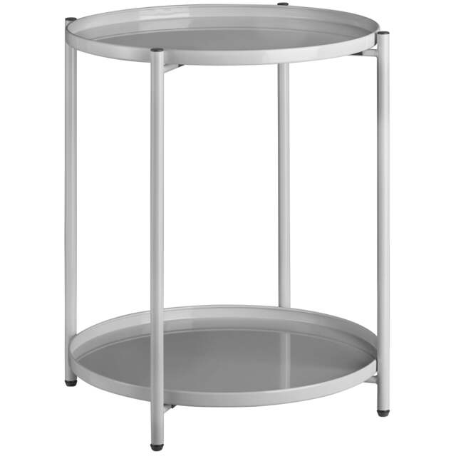 Bedside Table Oxford - round with removable shelves, 45.5 x 45.5 x 53 cm Grey grey 45,50 x 45,50 x 53 cm 1