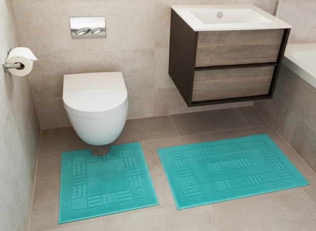 Chatsworth Pure Cotton Bath Mats Super Soft and absorbent (85x50 cm) Blue Turquoise 80x50 cm 1