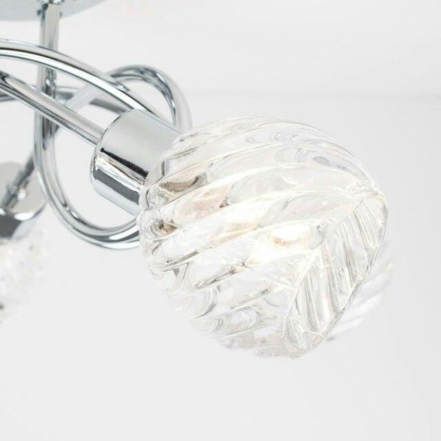 ValueLights Reyka Polished Silver Semi-Flush Ceiling Light & LED Bulbs Silver