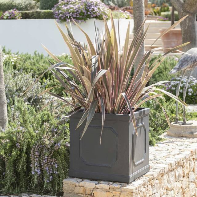 Primrose Fibrecotta Buckingham Lead Effect Framed Cube Planter H45cm