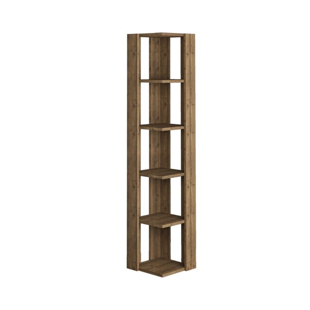 Decortie Nati Corner Bookcase 34x34x161cm Dark Oak Effect