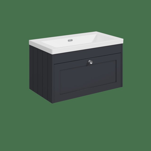 Balterley Wall Hung 1 Drawer Unit with Minimalist Basin No Tap Hole Grey 431 x 800 x 453mm