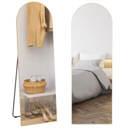HOMCOM Floor Mirror Wall Mount Leaning Standing Mirror 50 x 150cm Gold Tone