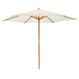Harbour Housewares Wooden Garden Parasol - 2.7m - Natural
