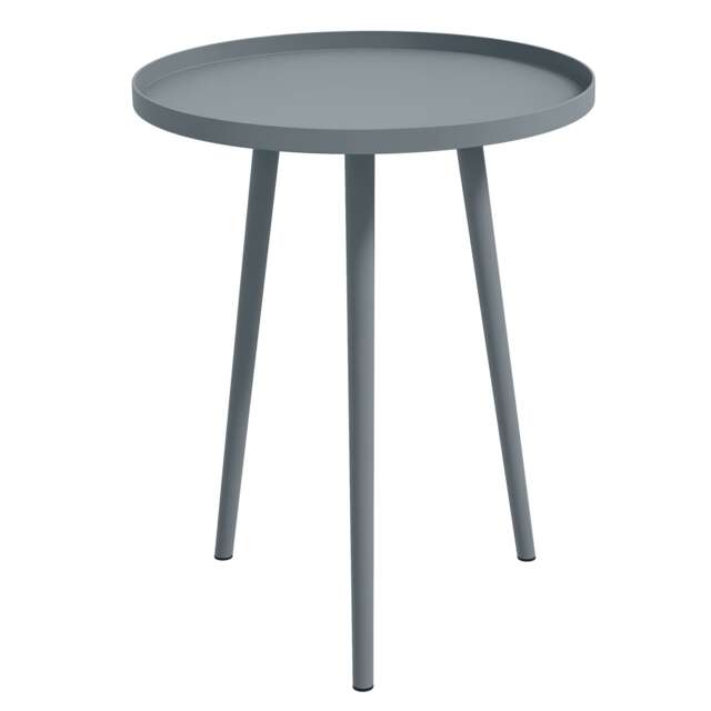 Outsunny Round Garden Coffee Table, Outdoor Side Table with Rounded Edge Grey Grey 40 x 50 cm
