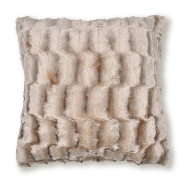 Soft Snug Fur Cushion - 43cm x 43cm Cream Natural