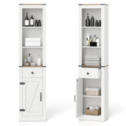 COSTWAY 173cm Tall Bathroom Cabinet Slim Storage Organizer