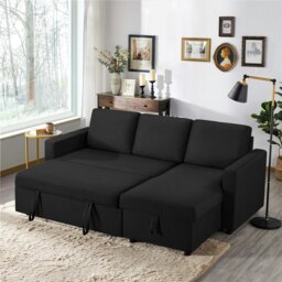 Yaheetech Sectional Sofa with Chaise L-Shaped Sofa Bed and Pull Out Bed Storage