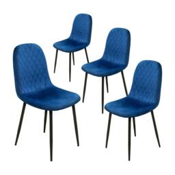 Alivio 4Pc Velvet Dining Chairs Ergonomic Upholstered Seat with Curved Backrest (Blue)
