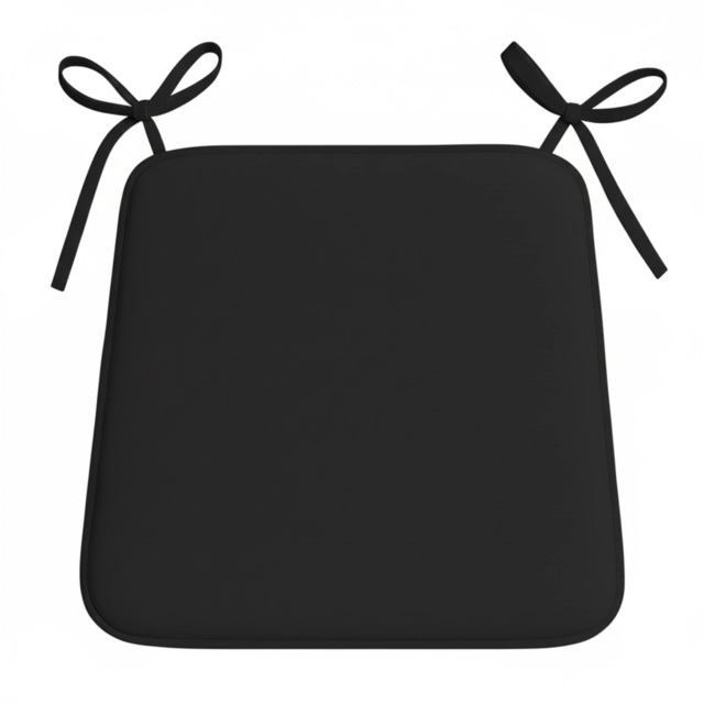 Foam Seat Pad with Ties Comfortable Chair Cushion for Dining, Kitchen Garden Seating Black