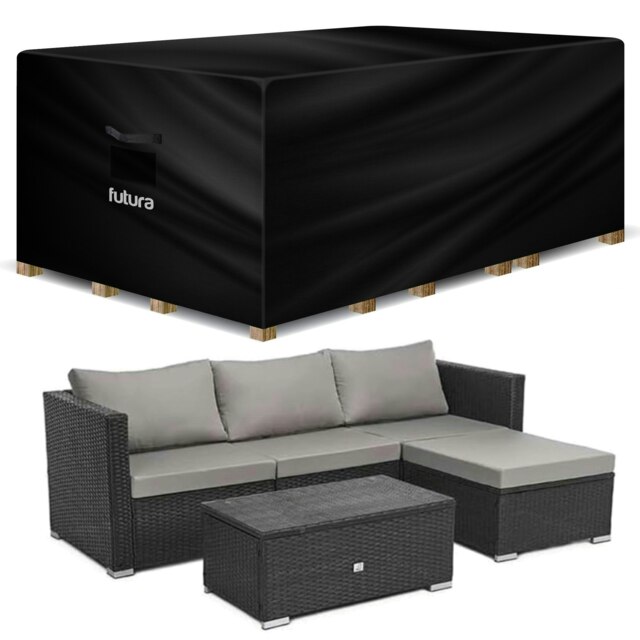 Futura Rectangular 242x162x100cm Waterproof Garden Furniture Cover 600D Black Black 242x162x100cm 1