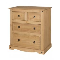 Mercers Furniture Corona Large 2+2 Chest of 4 Drawers Solid Wood Pine Wooden Bedroom with Mexican Styling