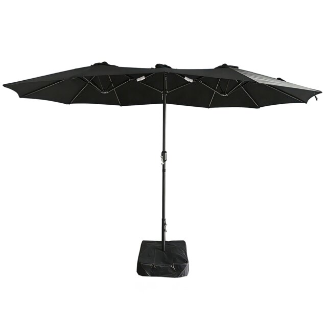 Gr8 Garden 4.6m Patio Parasol Large Double Sided Garden Umbrella Crank Handle Base Black