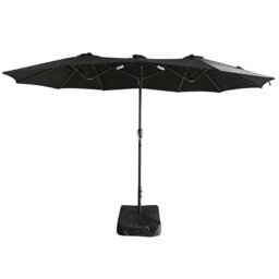 Gr8 Garden 4.6m Patio Parasol Large Double Sided Garden Umbrella Crank Handle Base Black