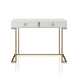 Camila Writing Desk in White / Golden